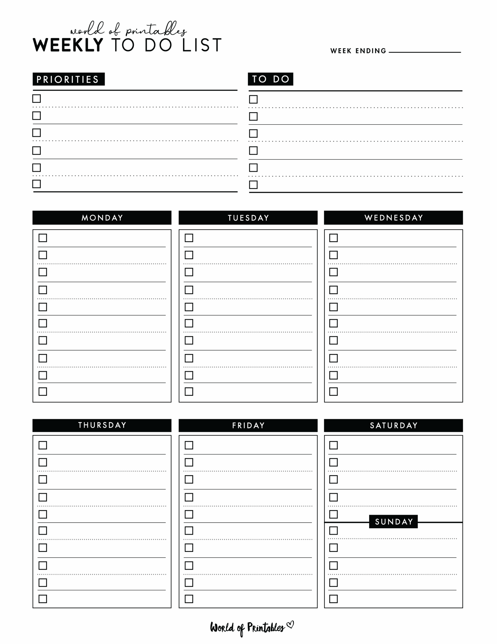 To Do List Printable Template