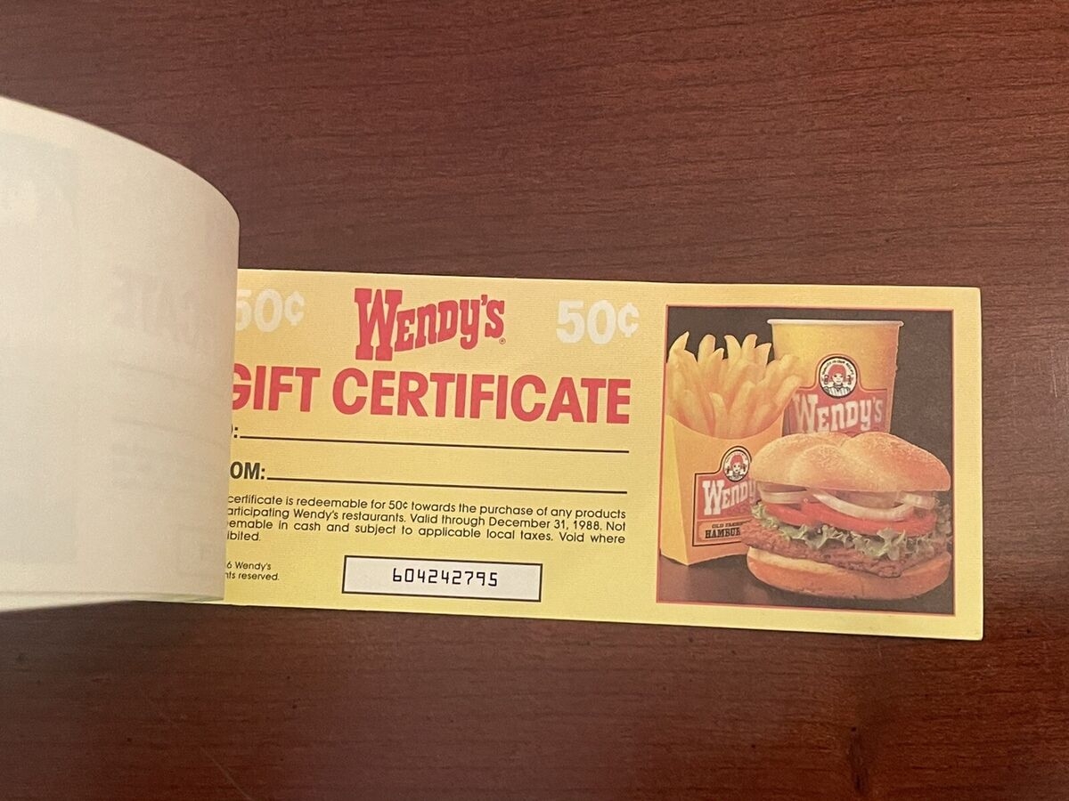 WENDY S 1986 Season s Greeting Gift Certificate Complete Book Season s Eating EBay