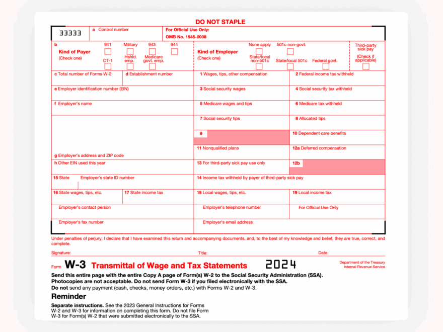 What Is W3 Form Transmittal Of Wage And Tax Statements PdfFiller Blog