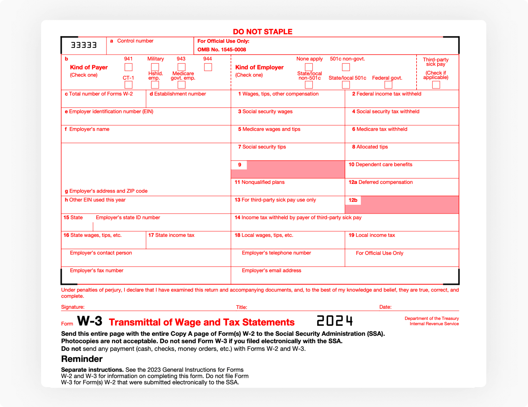 What Is W3 Form Transmittal Of Wage And Tax Statements PdfFiller Blog