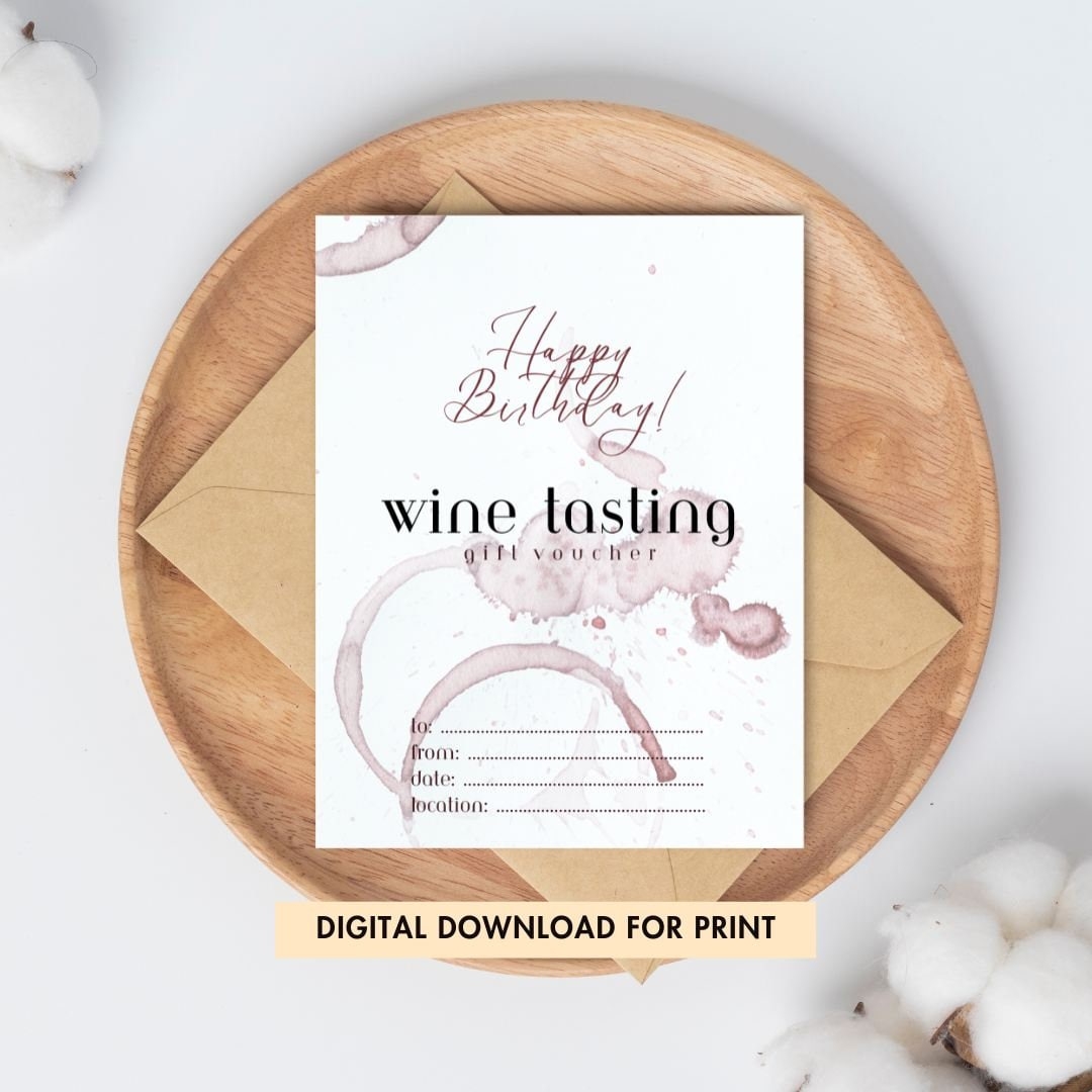 Wine Tasting Gift Voucher Editable Gift Card PDF Download To Fill In Etsy