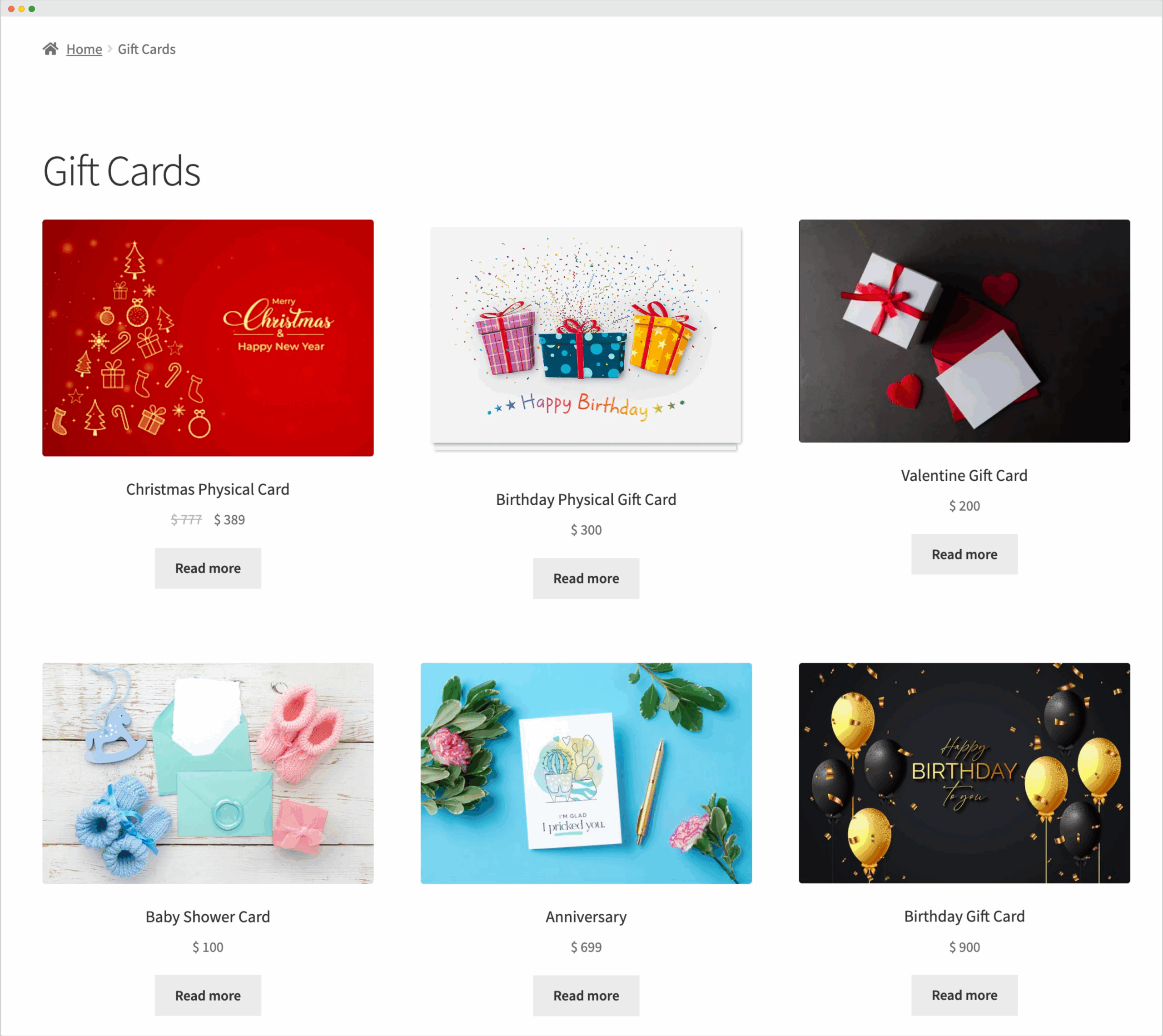 WooCommerce Gift Card Sell Physical E Gift Vouchers