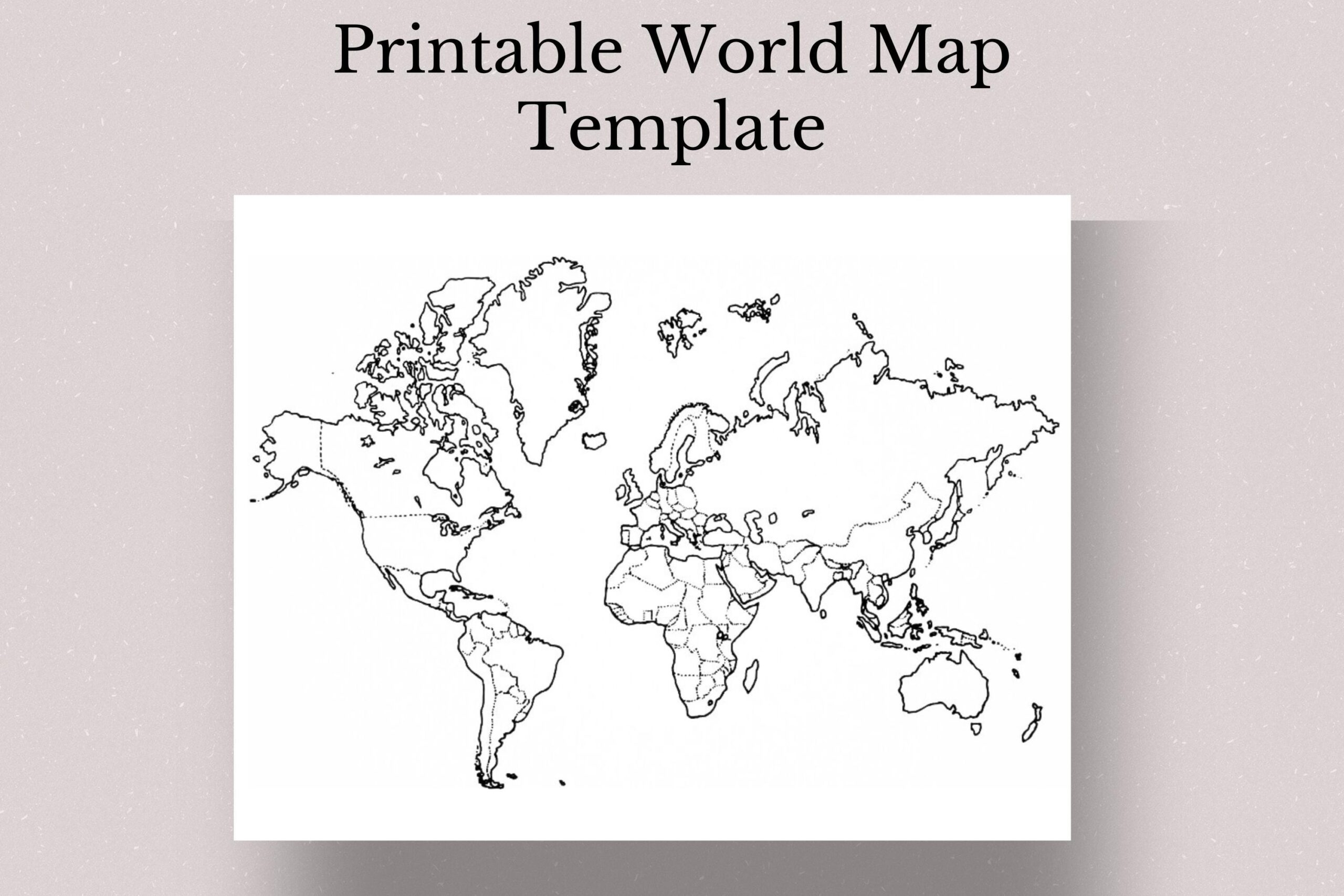 World Map Printable Map Of The World Printable World Map World Map Wall Art Blank World Map Black White World Map Educational Map Etsy
