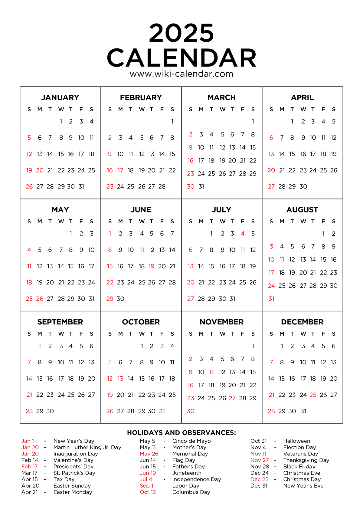 Free Printable Word 2025 Calendar