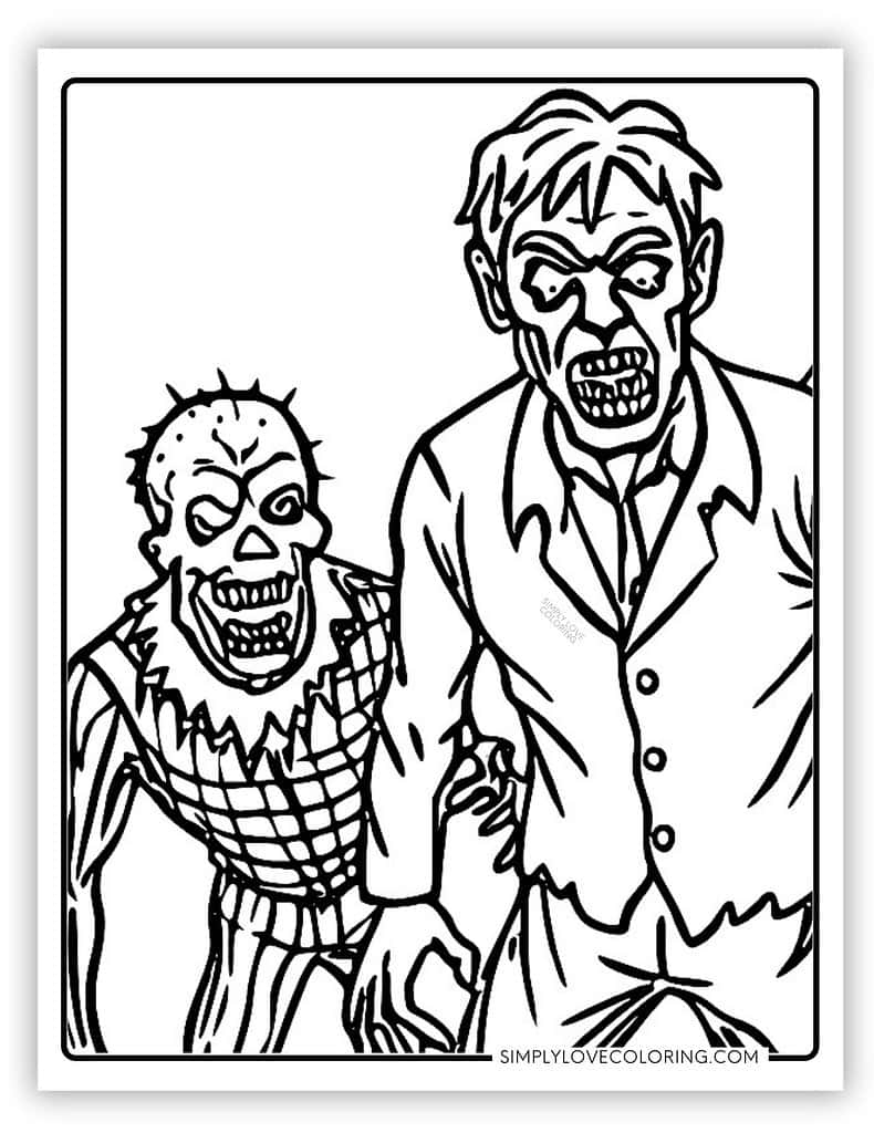 Zombie Coloring Pages Free PDF Printables Simply Love Coloring