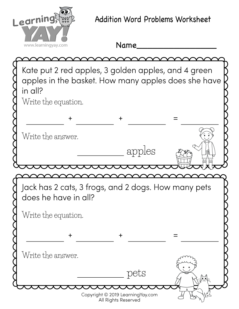 Addition Word Problems Worksheet For 1st Grade Free Printable Addition Word Problems Worksheet For 1st Grade Free Printable