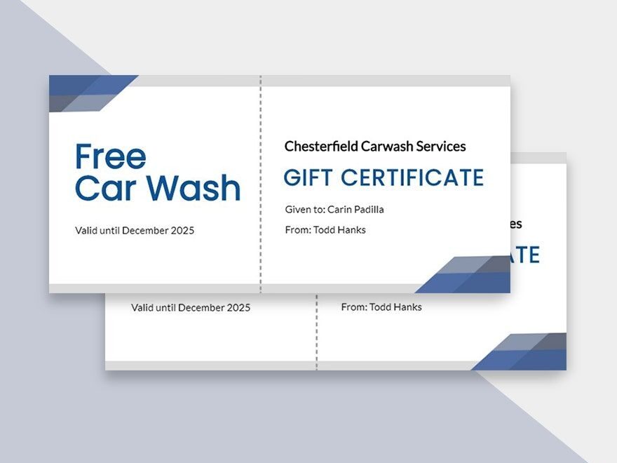 Carwash Gift Certificate Template In Pages PSD Illustrator Word Publisher Google Docs Download Template