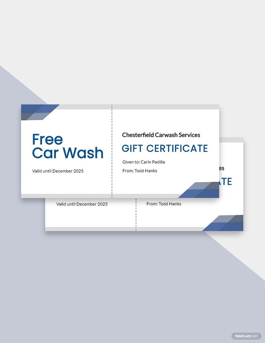 Carwash Gift Certificate Template In Pages PSD Illustrator Word Publisher Google Docs Download Template