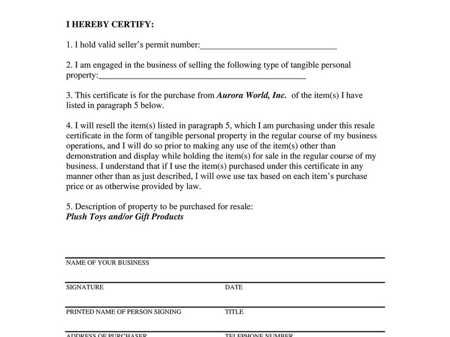 Ingram Sales Aurora General Resale Certificate Multi State Page 1