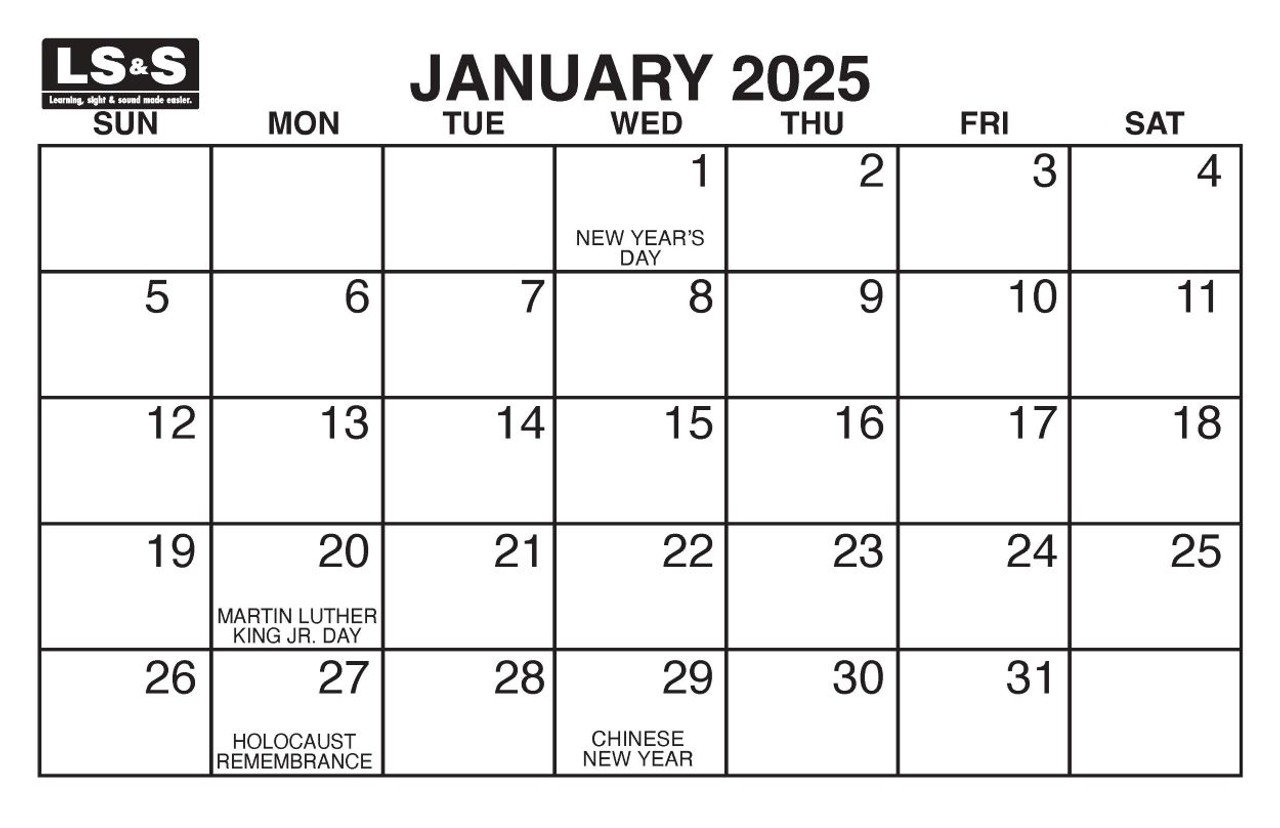 Large Print Wall Calendar The Carroll Center For The Blind Large Print Wall Calendar The Carroll Center For The Blind