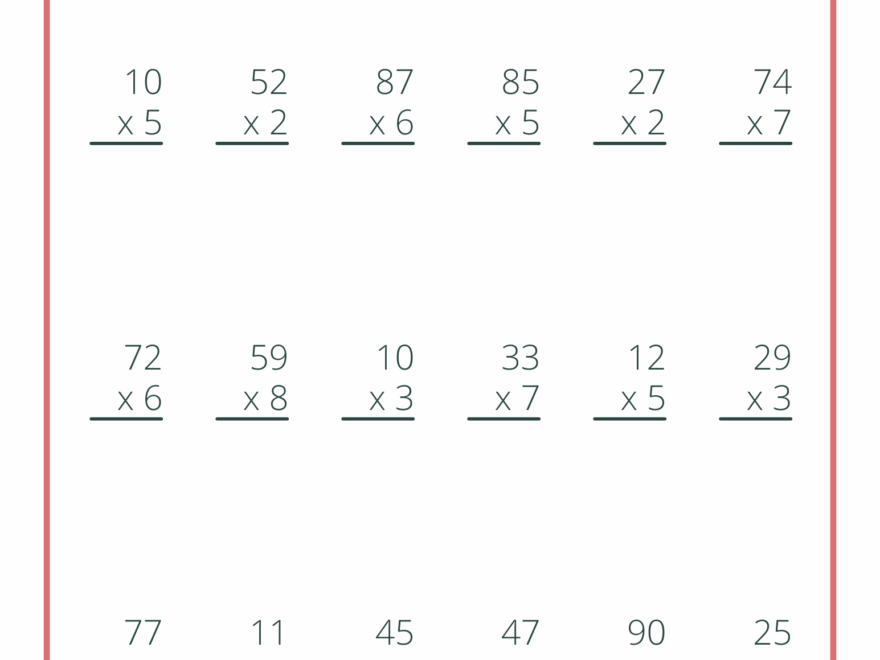 Single Digit Multiplication Worksheets